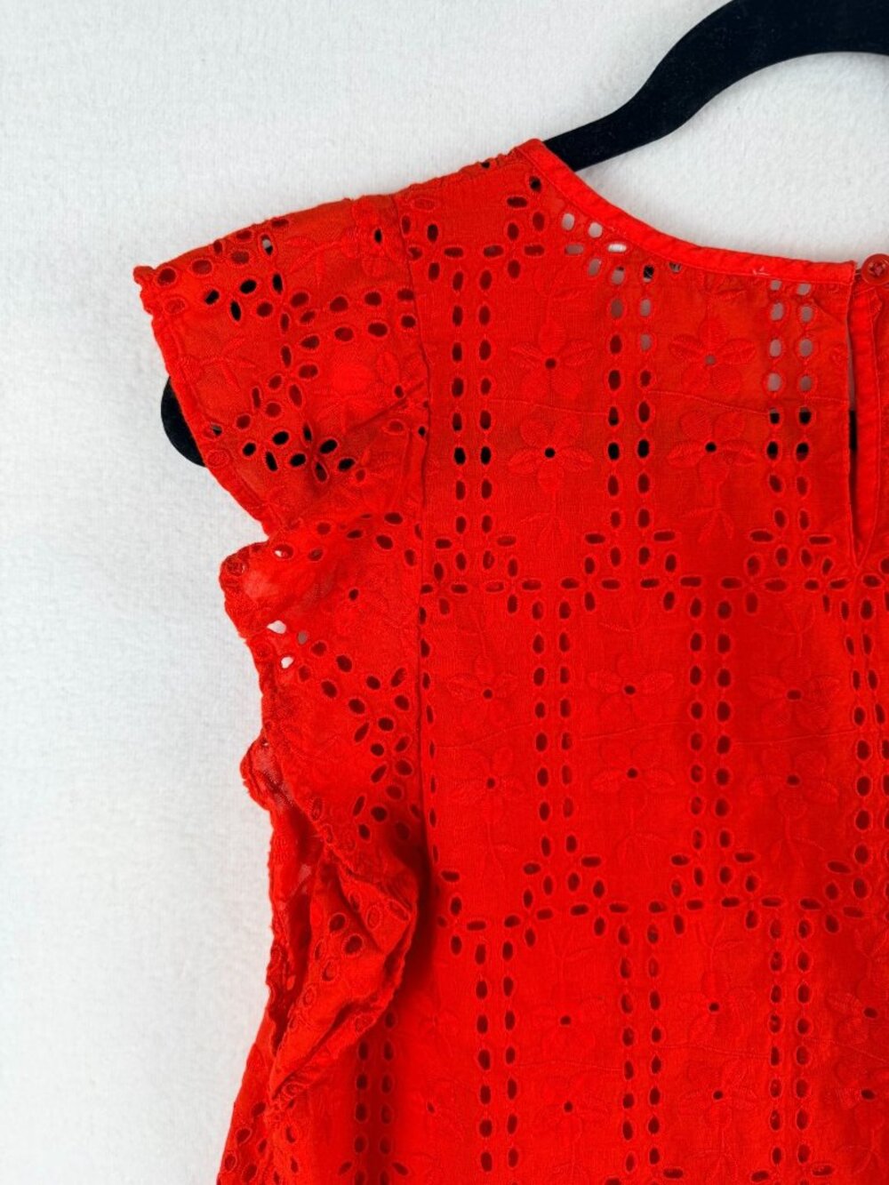 Madewell Women’s Red Eyelet Embroidered Flutter Sleeve Blouse Size Small - Picture 12 of 13